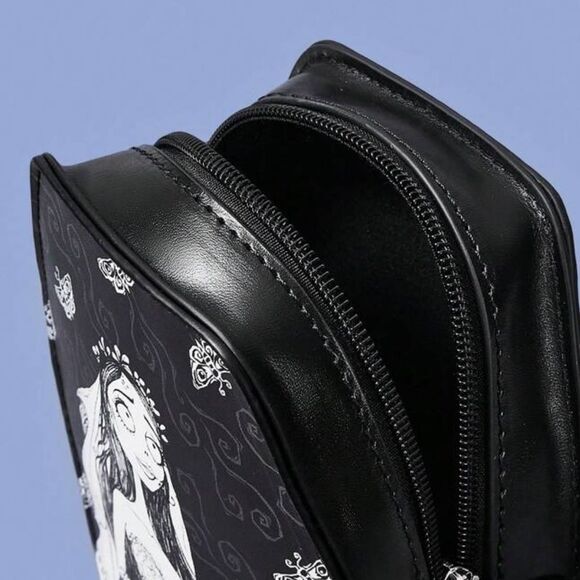 HALLOWEEN SALE Black Tim Burton Corpse Bride Coffin Leather Crossbody Bag - Picture 2 of 6